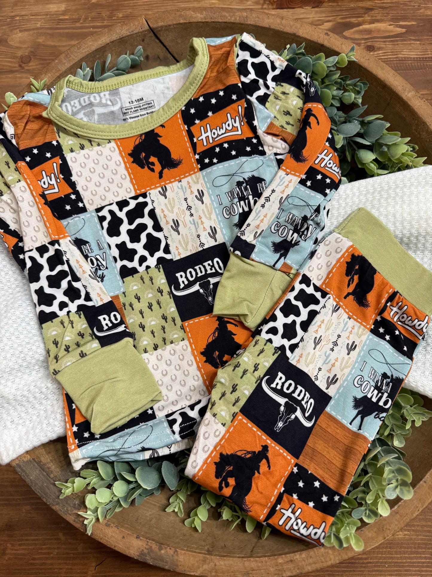 Wanna be a cowboy baby bamboo 2pc sleep set