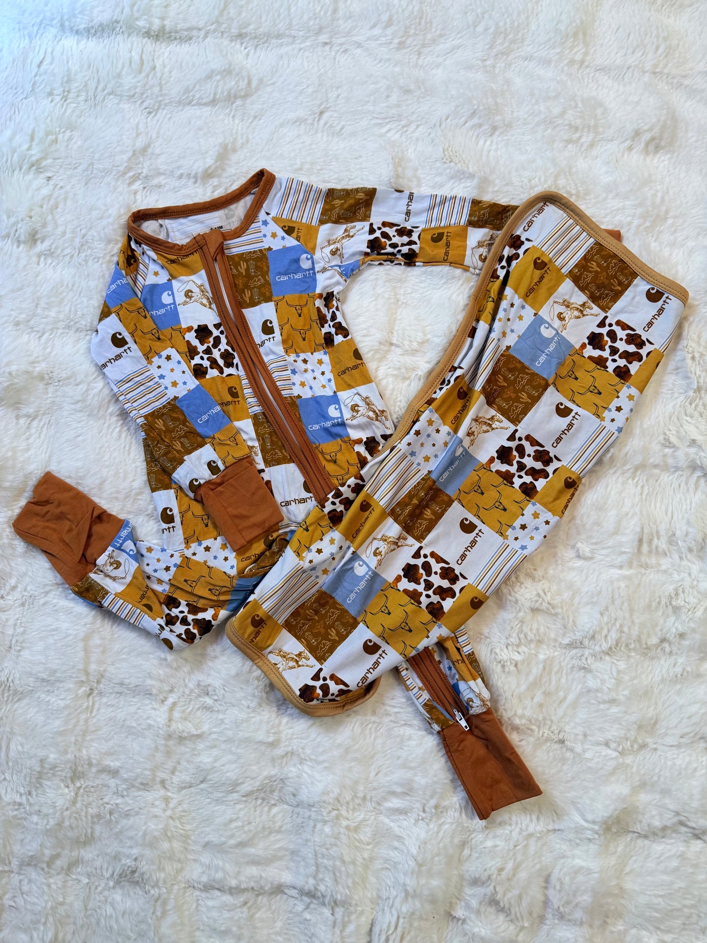 Bamboo burp rag Carhartt light blue patch