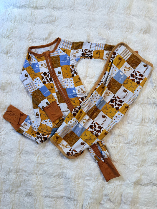 Bamboo burp rag Carhartt light blue patch