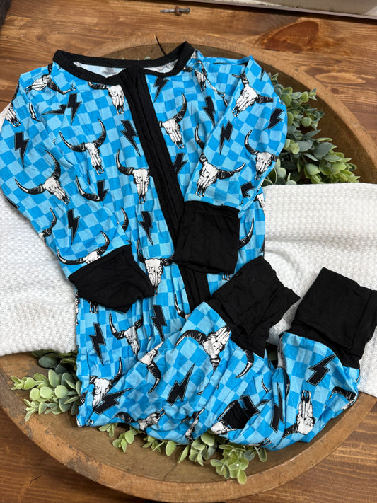 Bamboo zippy blue skull