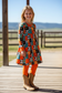 Orange western dress and leggings