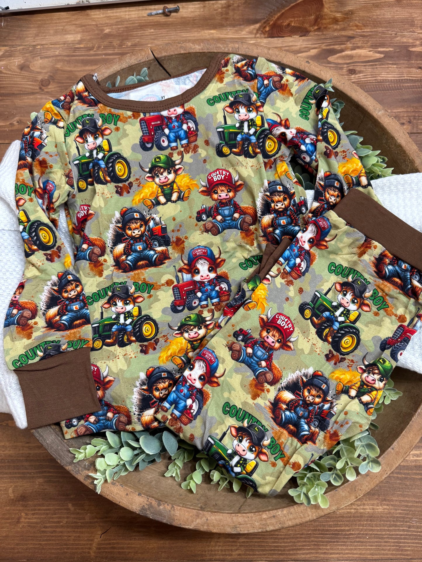 Tractor Cowboy Highlander bamboo 2pc sleep set