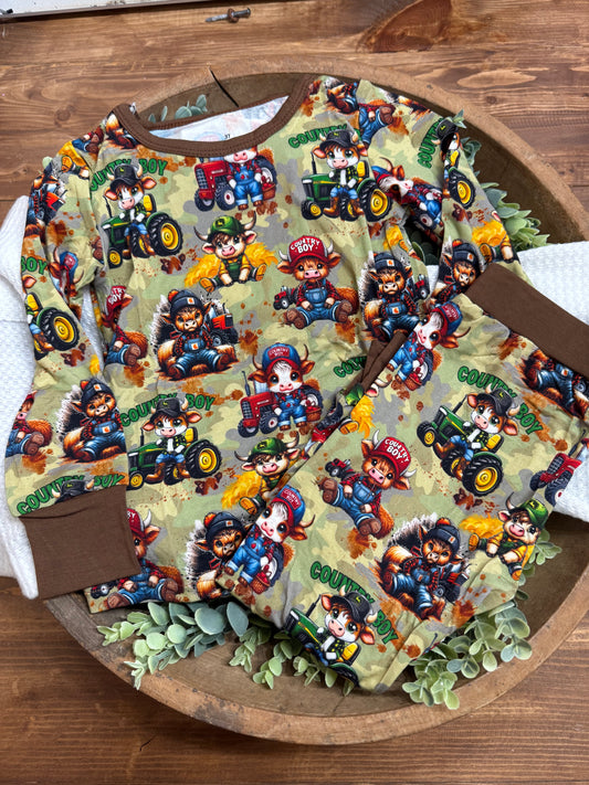 Tractor Cowboy Highlander bamboo 2pc sleep set