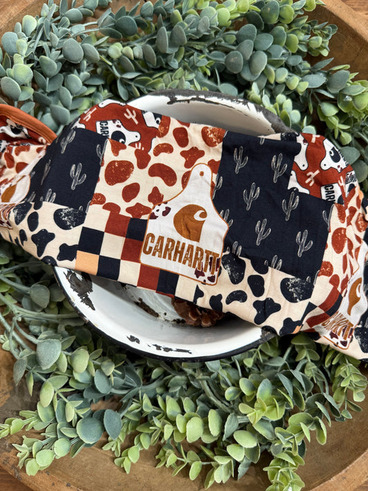 Bamboo burp rag Carhartt cow print