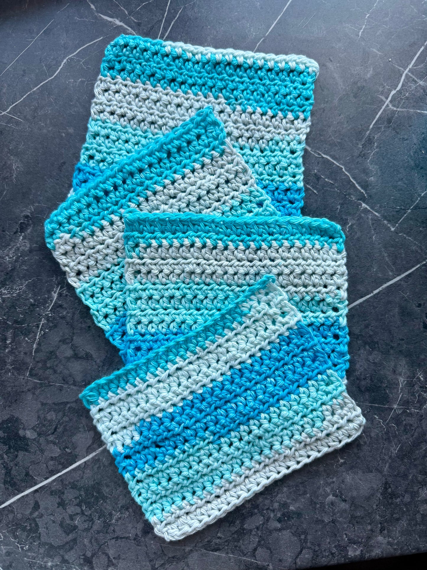 Cotton dish rags- winter blues