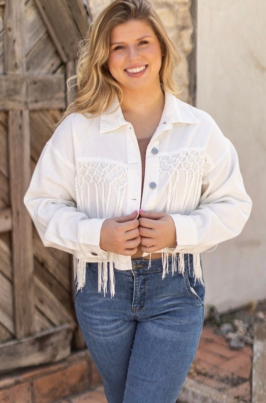 PREORDER- Denim Howdy Tassel Short Jacket