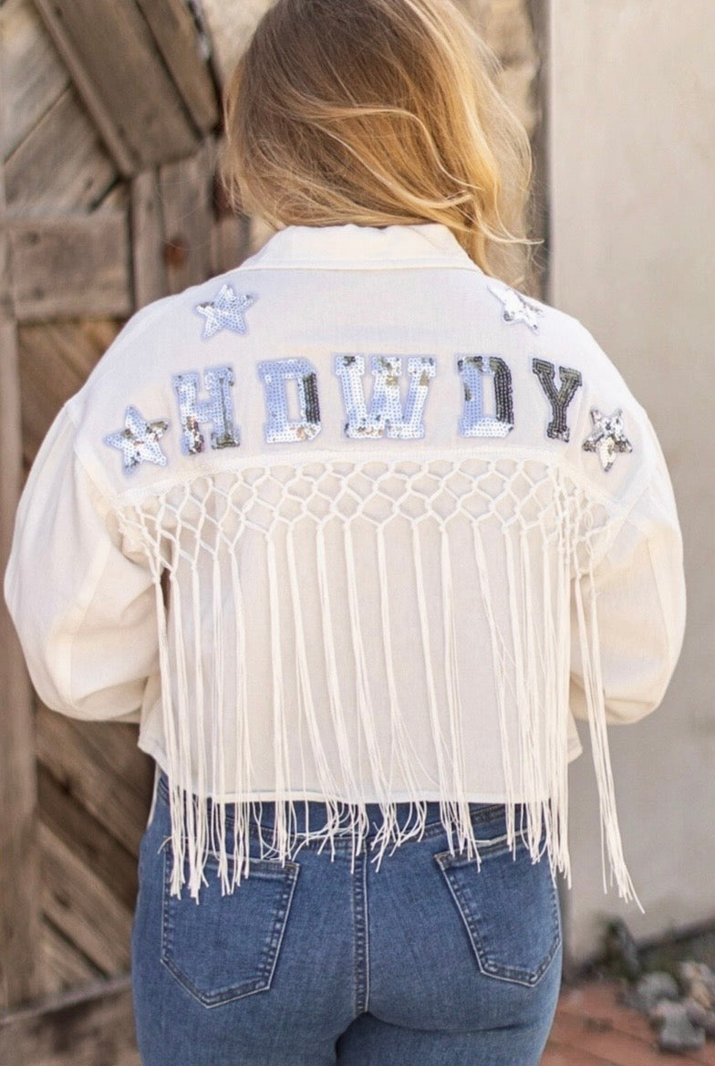 PREORDER- Denim Howdy Tassel Short Jacket